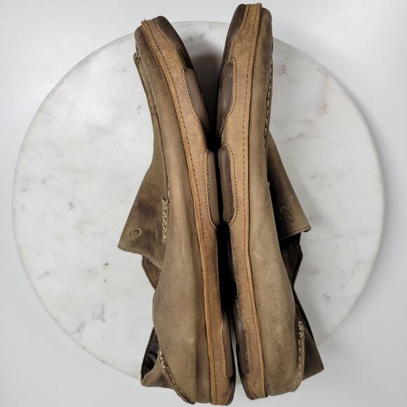 OluKai‎ Moala Shoes Mens 13M Brown Classic Leather Slip On Loafer - Picture 15 of 15